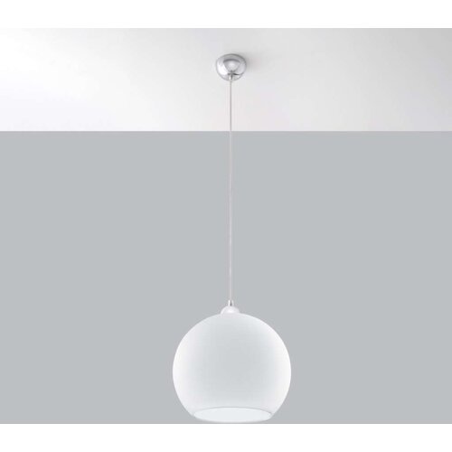  Sollux SL.0256 - Luster na sajli BALL 1xE27/15W/230V prečnika 30 cm bela/sjajni hrom Slike