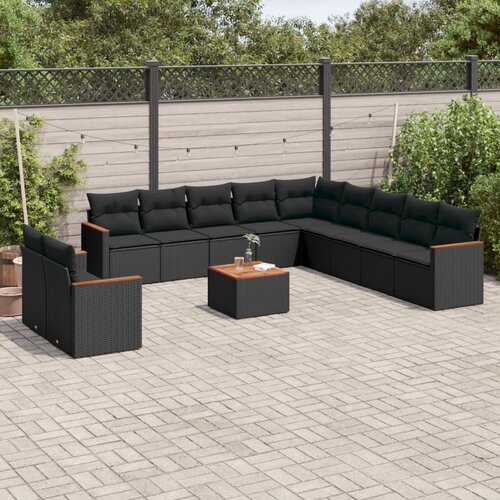  12-dijelni set vrtnih sofa od poliratana s jastucima crni Cijene