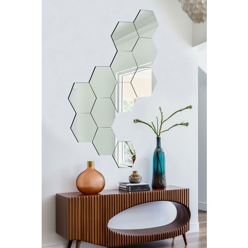 Hanah home Ogledalo Hexagon, 12 delova, Srebrne boje Cene