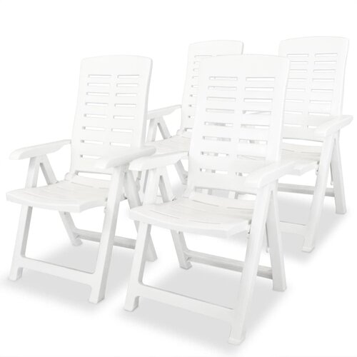 The Living Store Nastavljivi vrtni stoli 4 kosi plastika bele barve - Vrtni Stol, (21463416) Slike
