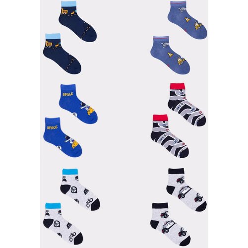 Yoclub Kids's Boys' Short Patterned Socks 6-Pack SKA-0024C-AA00-001 Slike