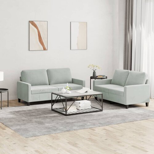 2-dijelni set sofa s jastucima svjetlosivi bar&amp;scaron;unasti Slike