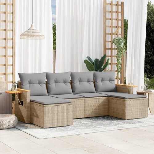 vidaXL 6-dijelni set vrtnih sofa s jastucima bež od poliratana Cijene