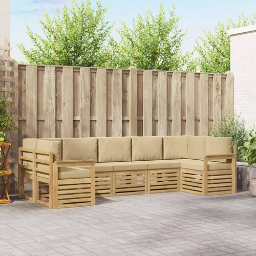  Set vanjskih sofa 6 pcs Bijela i Bež 304 x 128,5 x 73 cm Cijene