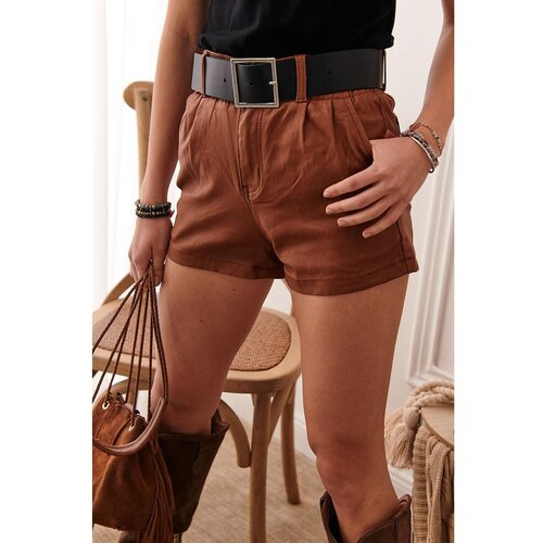 FASARDI Brown eco-leather shorts Cene