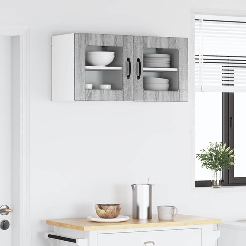  Zidni stakleni ormarić 2 pcs Siva Sonoma 40 x 31 x 40 cm Slike