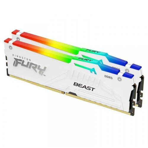 Kingston DDR5 32GB (2x16GB) 5600MHz CL36 DIMM [FURY Beast] White RGB EXPO Cene