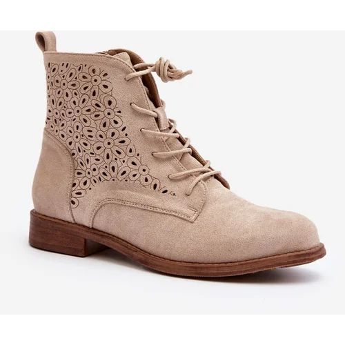 Kesi S.Barski Women's patterned ankle boots, light beige