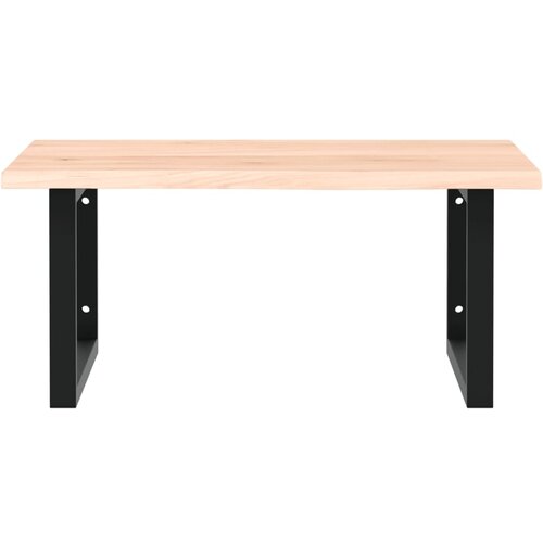  Zidna polica za umivaonik od čelika i masivne hrastovine Smeđa 60 x 60 x 2 cm Slike