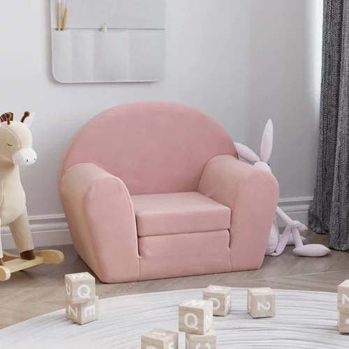 vidaXL Dječji kauč na razvlačenje ružičasti mekani plišani