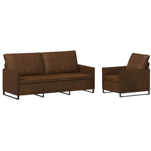  Set sofe 2 pcs Smeđa Umjetni sued - Smeđa 1-sjedalni + 3-sjedalni (180 cm) Slike