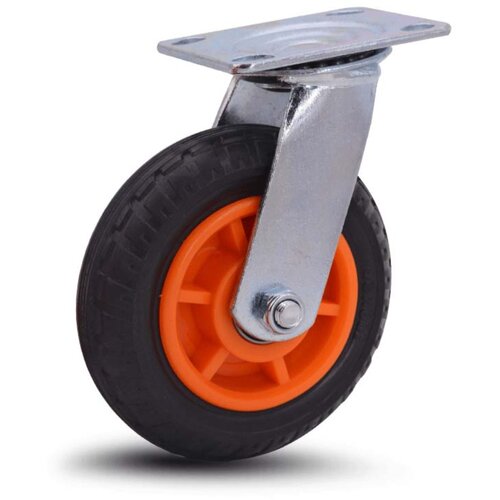INF Silent Swivel Caster Wheel - 8-inch Orange PVC Wheel With Steel Bracket, (5000158321) Slike