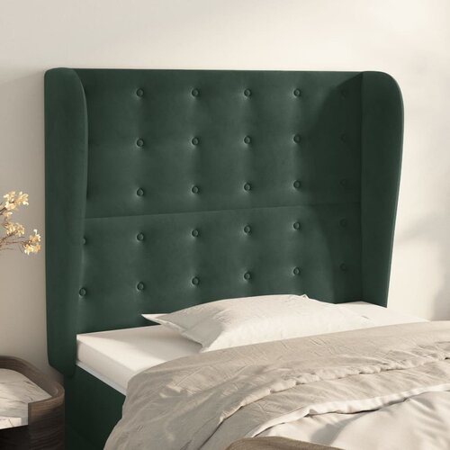 vidaXL Vzglavje z ušesi temno zeleno 93x23x118/128 cm žamet Cene