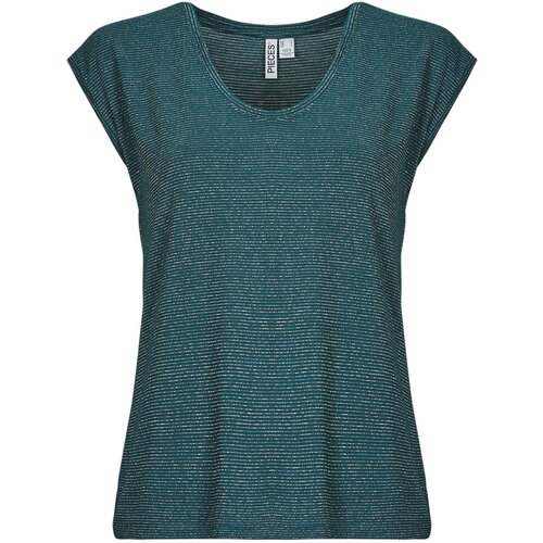 Pieces Majice s kratkimi rokavi PCBILLO TEE LUREX STRIPES Modra Cene
