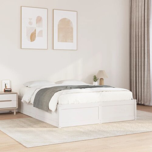 Furnova Posteljni okvir brez vzmetnice bel 140x200 cm trdna borovina, (21939104) Slike