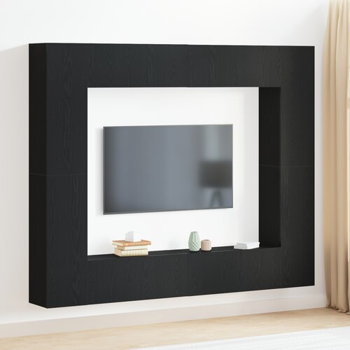 VidaXL Set TV ormarića od 8 dijelova Crni hrast Konstruirano drvo, zidni TV ormarići (set od 2) - Crni hrast, 80x30x30 cm, napravljeno od konstruiranog drva, zidni TV ormarići - 2 komada Crni hrast, 30.5x30x90 cm, napravljeno od konstruiranog drva Slike
