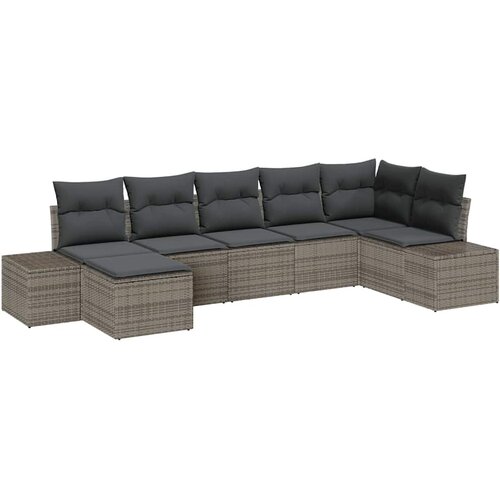  Sjedeća garnitura za vrt 7 kom. Siva poliratan 319 x 154 x 69 cm Slike