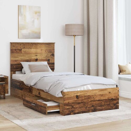  Okvir za krevet Staro drvo 90 x 190 cm Konstruirano drvo Slike