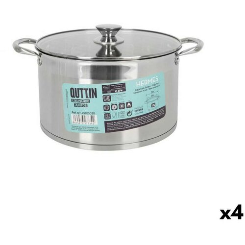 Posuda sa staklenim poklopcem Quttin Hermes Čelik 10 L (4 kom.) Slike