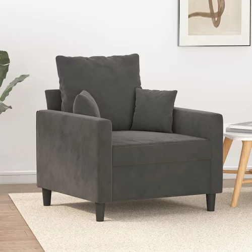 vidaXL Fotelj temno siv 60 cm žamet