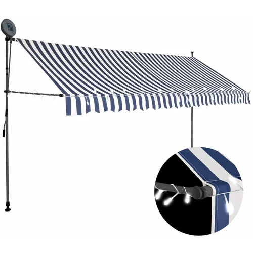vidaXL Ročno zložljiva tenda z LED lučkami 400 cm modra in bela, (20693100)