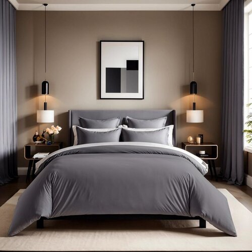  tonne grise - 68 grey ranforce single quilt cover (fr) Cene