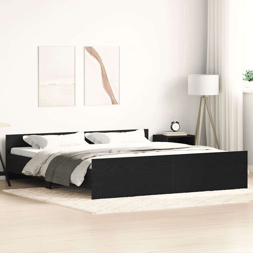  Posteljni okvir brez vzmetnice črn hrast 180x200 cm inženirski les, (5000022755) Cene