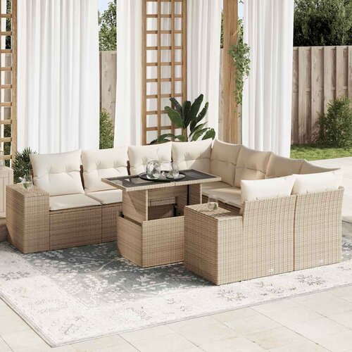  9-dijelni set vrtnih sofa od poliratana s jastucima Slike
