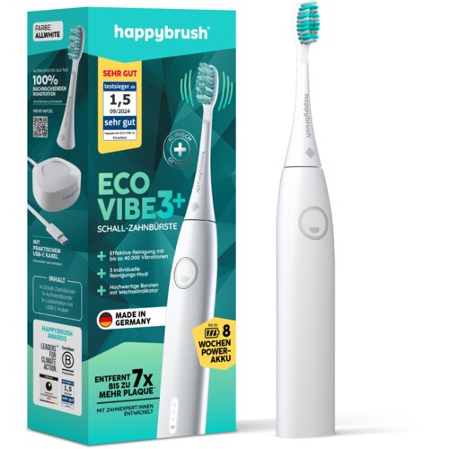 Happybrush ECO VIBE 3 sonična zobna &amp;scaron;četka, bela / mint - 1 set Slike