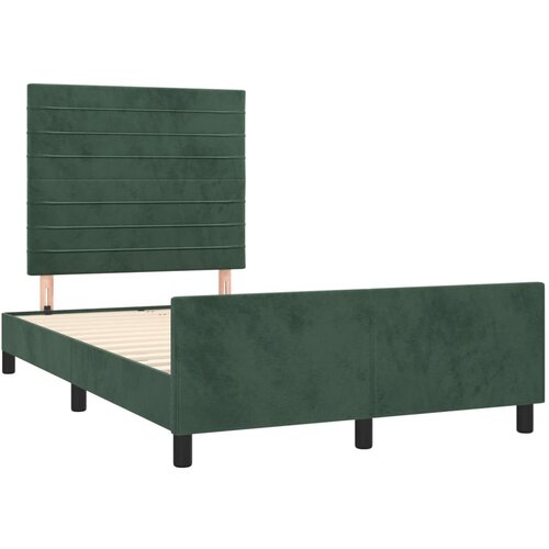 vidaXL Okvir za krevet s uzglavljem tamnozeleni 120x190 cm baršunasti Cene