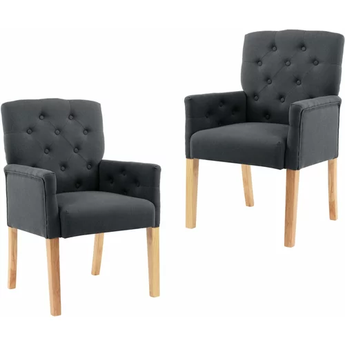 vidaXL blagovaonske stolice s naslonima za ruke 2 kom sive od tkanine