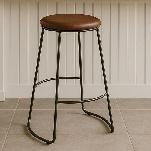 Premier Housewares Crna/smeđa podstavljena barska stolica (visine sjedala 64 cm) Brixton &amp;ndash; Slike