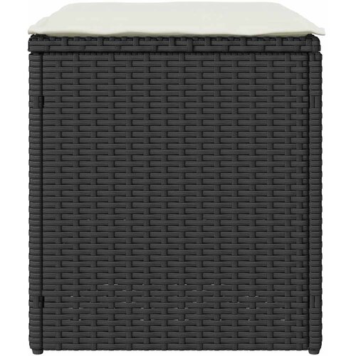  Vrtni tabure s jastucima 2 kom crni 40x40x43 cm poliratan Slike