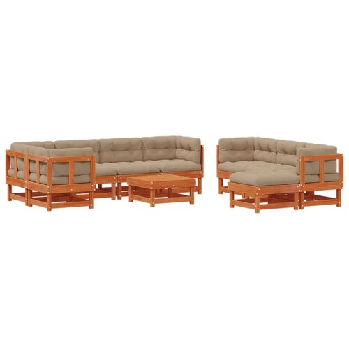  Set lounge namje&amp;scaron;taja za vrt 33 pcs Vosak smeđa i taupe - Vosak smeđa bor Slike