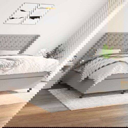  Box spring postelja z vzmetnico svetlo siva 160x200 cm žamet, (20900860) Slike