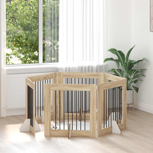  Vrata za pse s postoljem 6 pcs Hrast sonoma 80 x 80 cm Cene