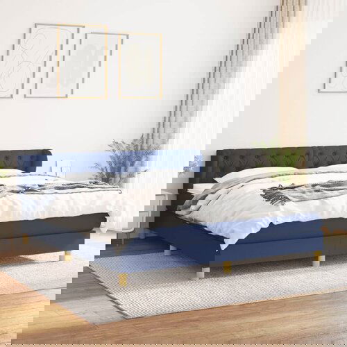 The Living Store Box spring postelja z vzmetnico modra 160x200 cm blago - Box Spring Postelja, (21514478) Cene
