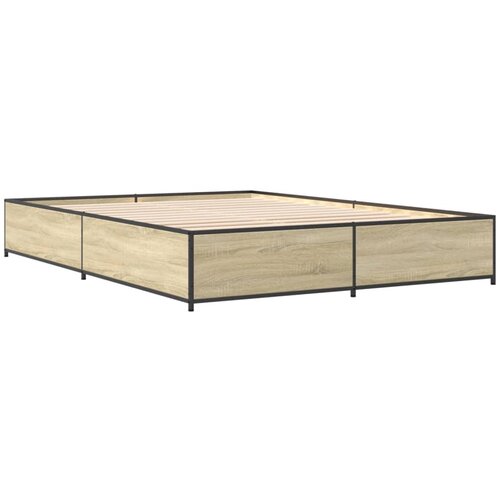 VidaXL Posteljni okvir sonoma hrast 120x190 cm inž. les in kovina, (21128732) Slike