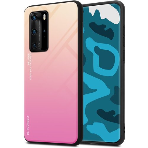 Cadorabo Ohi&scaron;je, združljiv s Huawei v rumeni - roza - dvobarvni za&scaron;čitni pokrov iz silikona TPU in hrbta iz kaljenega stekla, (20573099) Cene