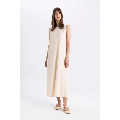 Defacto Regular Fit Sleeveless Maxi Combed Cotton Dress