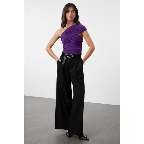 Trendyol Purple One Shoulder Detailed Detailed Stretchy Knitted Blouse