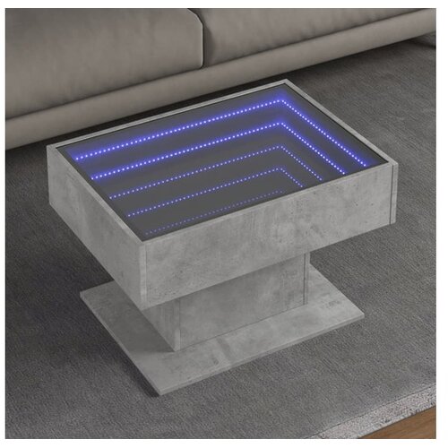 vidaXL Stolić za kavu LED siva boja betona 70x50x45 cm drveni Cijene