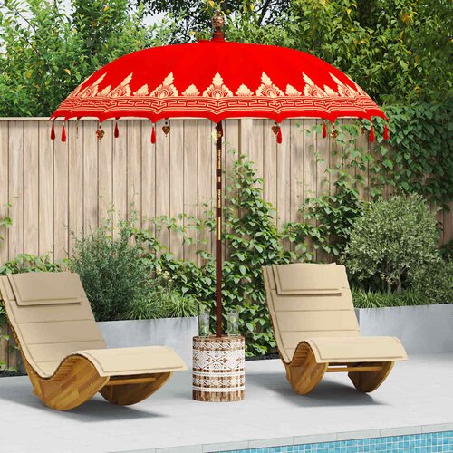 VidaXL baline&amp;scaron;ki parasol crvena 210-220 cm pamuk, solidno drvo Slike