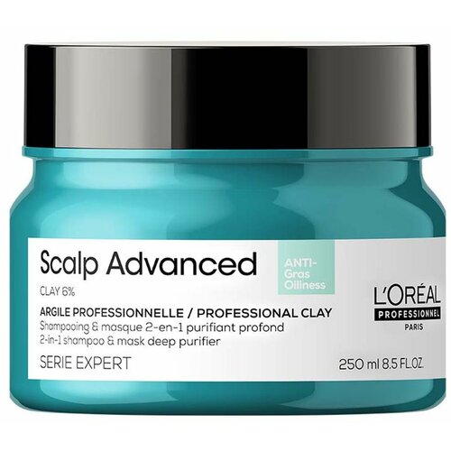 Loreal scalp advanced anti-oiliness 2-u-1 šampon i maska od gline za kožu glave sklone mašćenju 250ml Slike