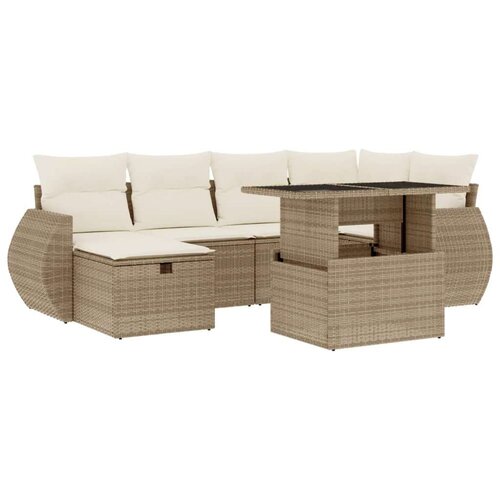 VidaXL 7-dijelni set vrtnih sofa od poliratana s jastucima bež Slike