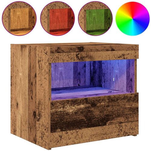  Noćni ormarić s LED svjetlima od starog drva 50x40x45 cm Slike