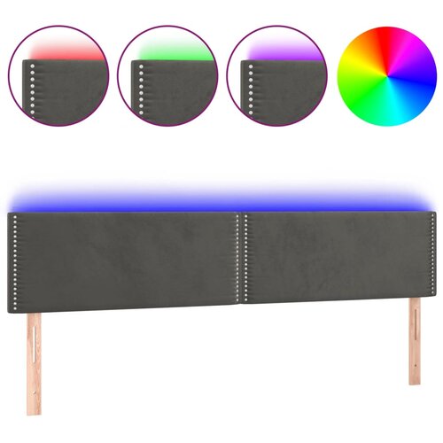 Maison Chic led posteljno vzglavje - vzglavna omarica - nočna omarica temno sivo 160x5x78/88 cm žamet, (21712415) Slike