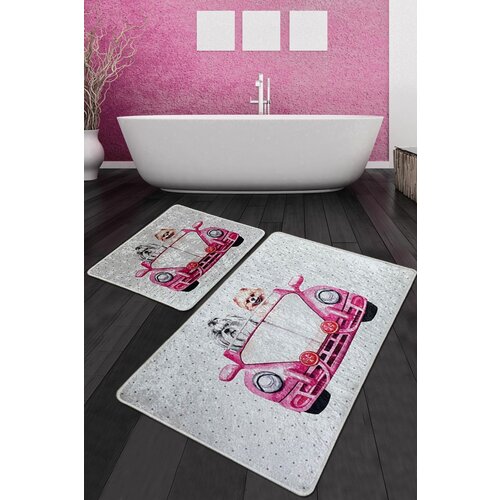  Dogs Vosvos Djt Multicolor Bathmat Set (2 Pieces) Cene