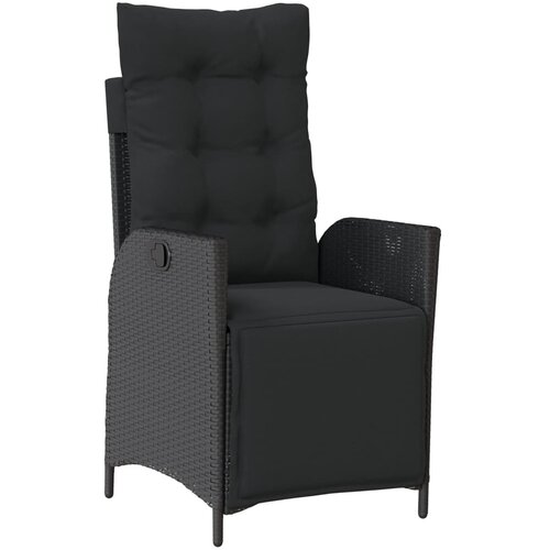  5-dijelni vrtni blagovaonski set s jastucima od poliratana crni Crna Dužina stola 110 cm Slike