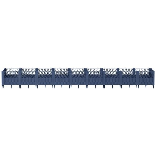  Vrtna sadilica s klinovima plava siva 363,5x43,5x43,5 cm PP Slike